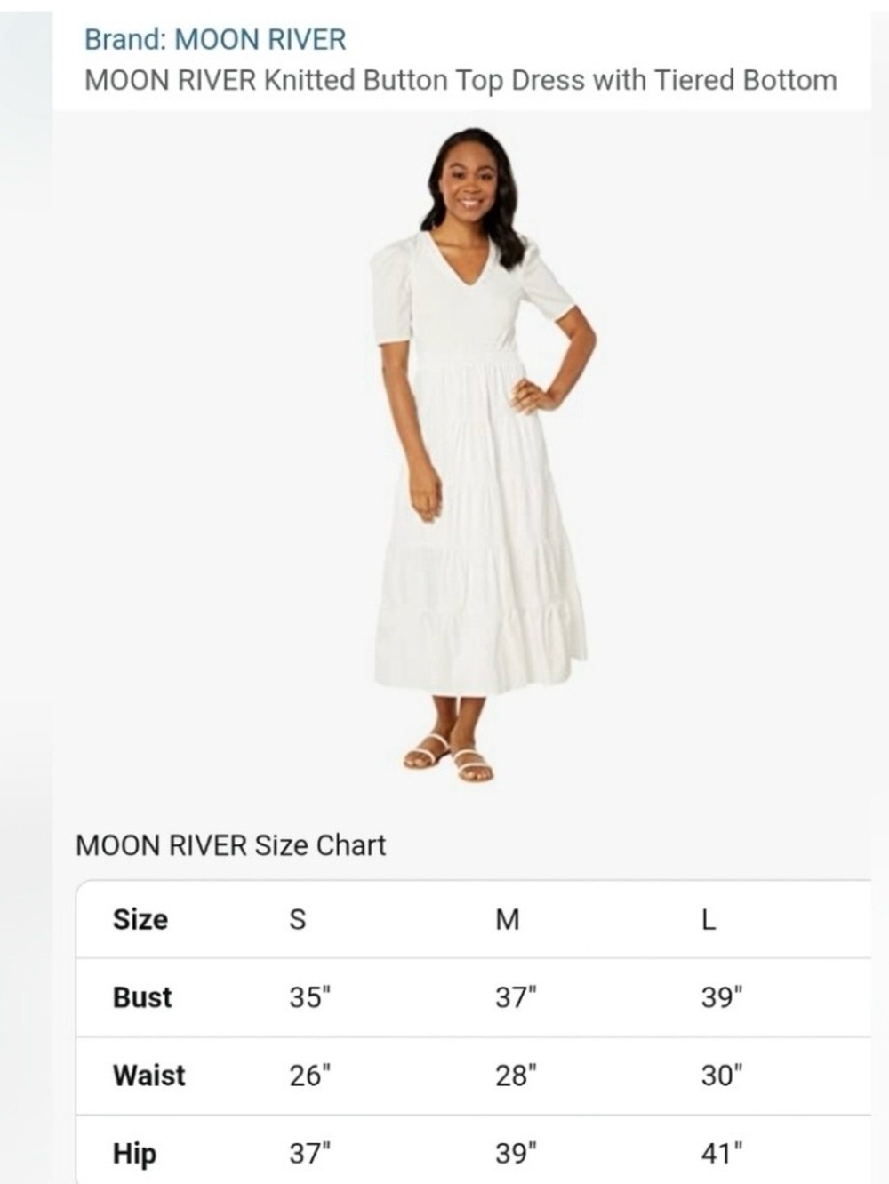 MOON RIVER Knitted Button Top Dress with Tiered Bottom Size S MSRP $178 - Picture 7 of 7